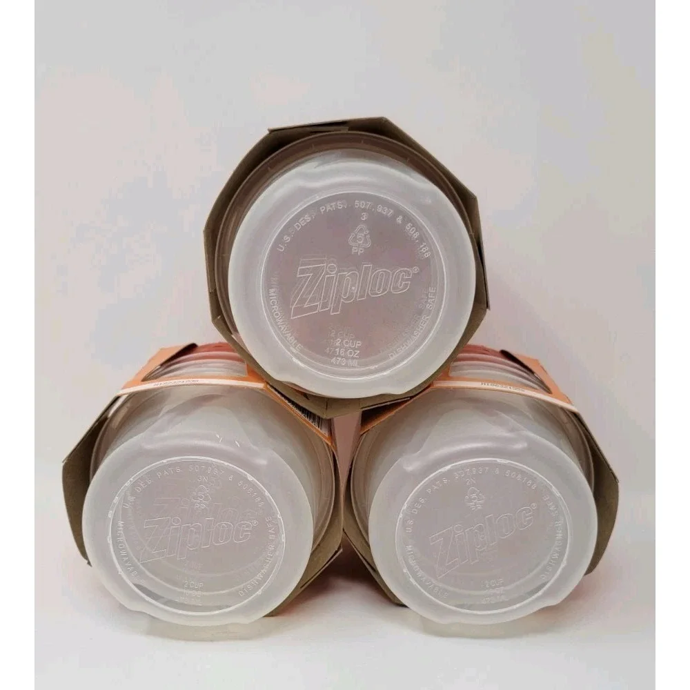 3 Packs NOS Ziploc Twist 'n Loc Lock Orange Color Edition Small Round Containers